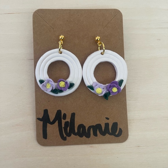 Polymer clay earrings with handmade flowers 🌸 - Picture 1 of 1
